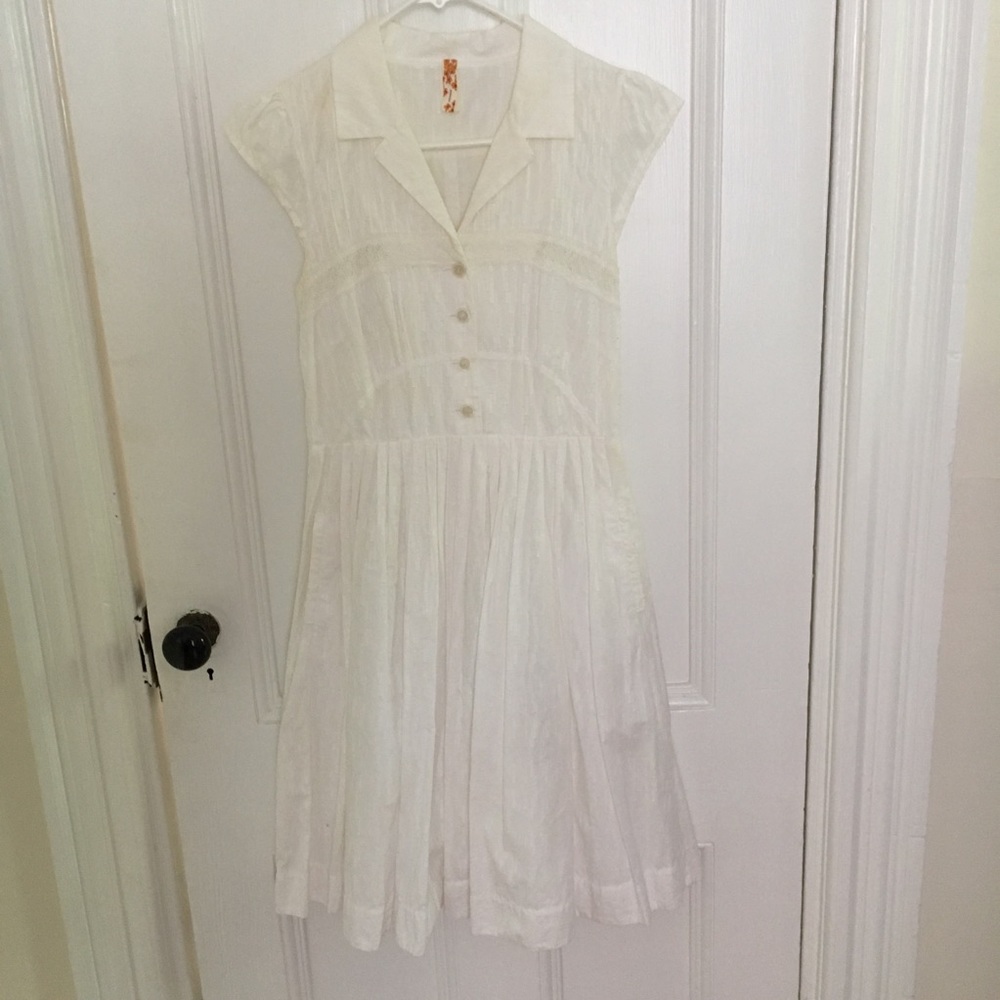 Anthropologie Maeve white Swiss dot shirt dress 2